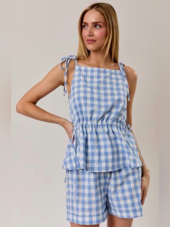 Sunday edition Other - 256 Blue Gingham Tie-Shoulder Tank and Shorts Set